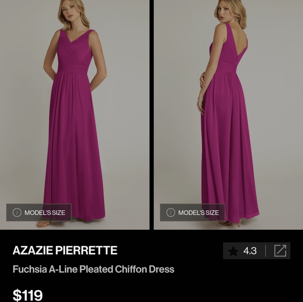 Azazie Pierrette Fuchsia Chiffon Dress - Picture 7 of 9
